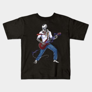 Skeleton Metal Music Guitarist Kids T-Shirt